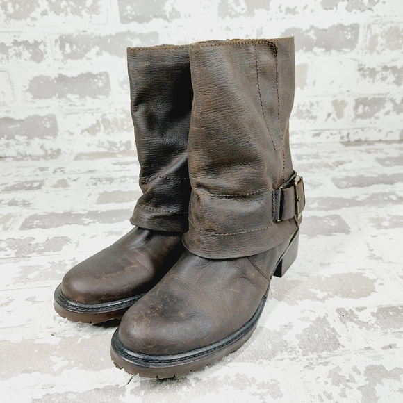 Adam tucker Ledger Brown Leather Block Heel Zip Up Ankle Boots K710 - Picture 2 of 11